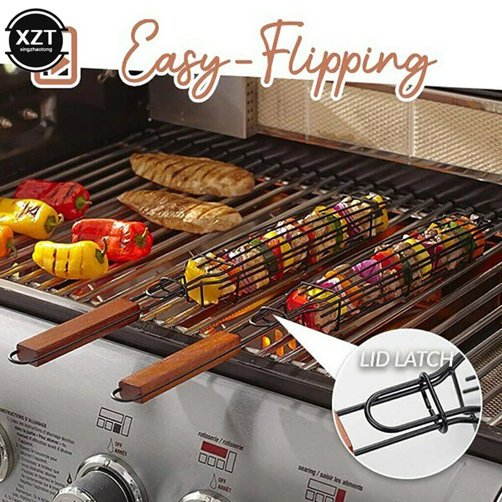 

Portable BBQ Grilling Basket Charcoal Grill Outdoors Picnic Camping Tools Nonstick for Meat Hamburger BBQ Tools