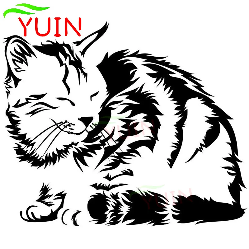 

Sleeping Cat Animal Funny Car Sticker Classic Car Window Decoration PVC Waterproof Sunscreen Decal Black/White/Red/Laser/Silver