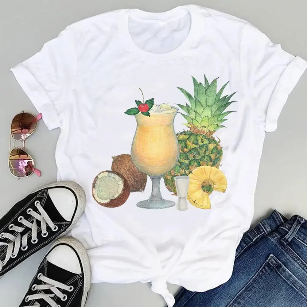 Женская футболка с коротким рукавом летняя в пляжном стиле мультипликационным