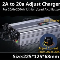 72v 2a 5a 10a 20a smart adjust charger with led display for 20s 84v 21s 88 2v li ion 24s 87 6v lifepo4 72v gel lead acid battery
