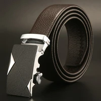 fashion mens brown belt business full leisure wrapping texture lychee pattern high end luxury brand design trend mens belt