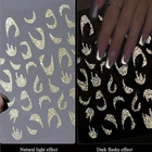 Золотые блестящие наклейки для ногтей с французскими линиями, блестящие полоски, геометрические 3D наклейки, Слайдеры для дизайна ногтей, Самоклеящиеся украшения для маникюра