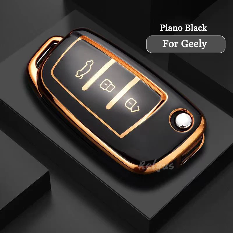 

Plating TPU Car Key Protected Case Cover for Geely Emgrand 7 EC7 EC715 EC718 Englon EC7-RV EC718-RV Key Chain Auto Accessories