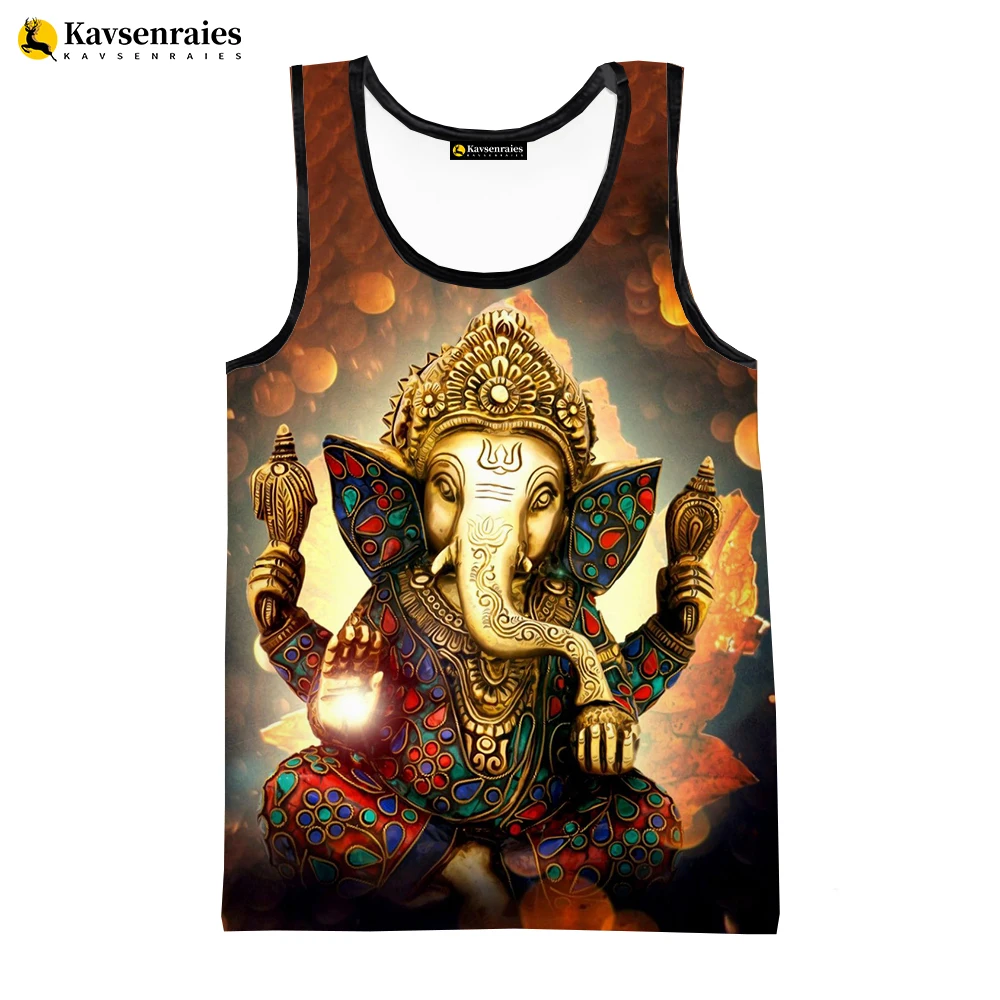 

2023 Summer Ganesh Vest Elephant-Headed Hinduism God Ganesha 3D Print Tank Tops Men Women Streetwear Oversized Sleeveless Shirts