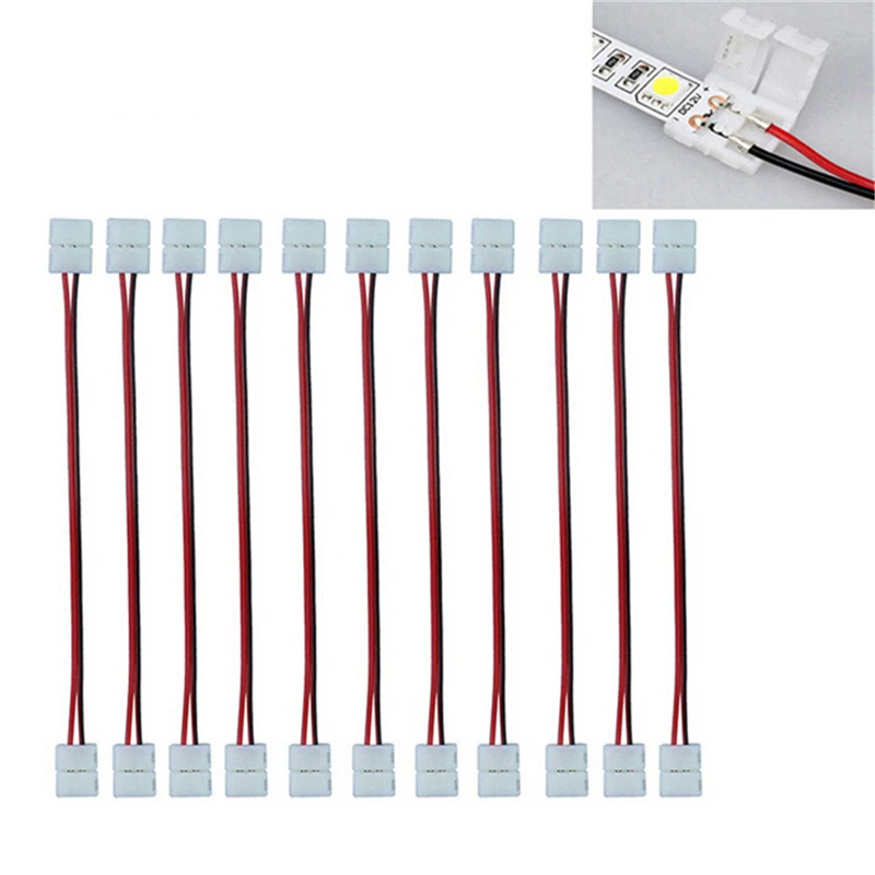 

10pcs 8mm/10mm 2 pin double Remote Led Strip Connector For Single Color 3528/5050 Easy Connect No Need Soldering Connector