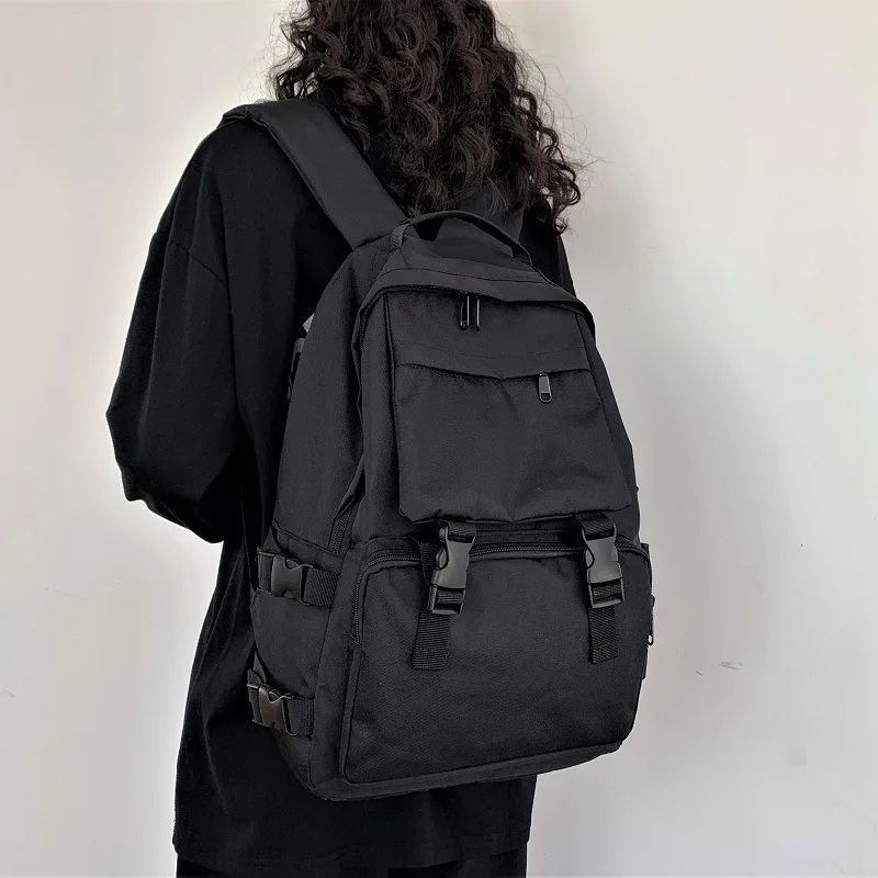 

Нейлоновый школьный ранец на плечо для женщин, модный вместительный рюкзак черного цвета для учеников