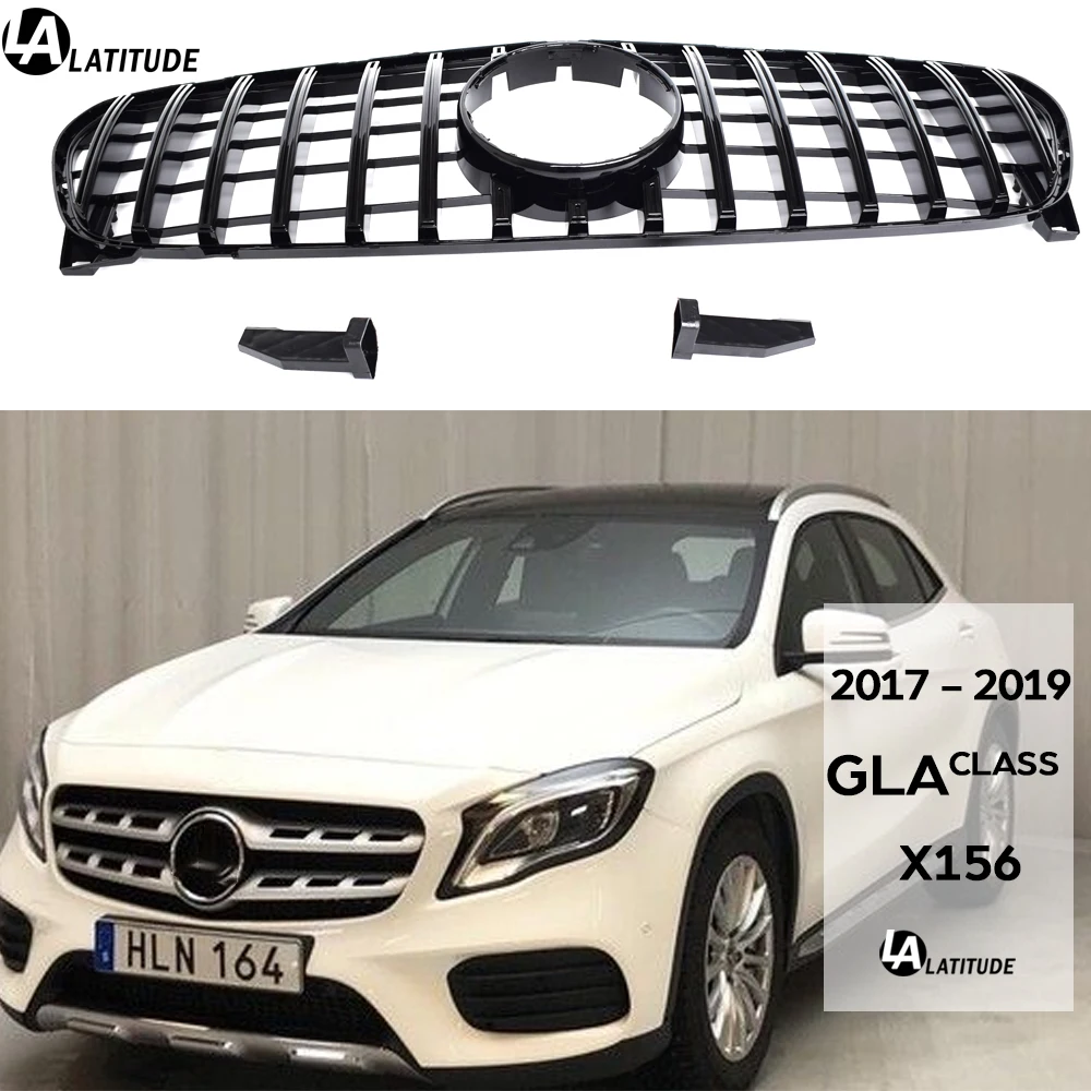 

X156 Grill, Black Silver Panamericana GTR Style Front Bumper Grille for Mercedes GLA Class X156 2017 - 2019 GLA180 GLA200 GLA250