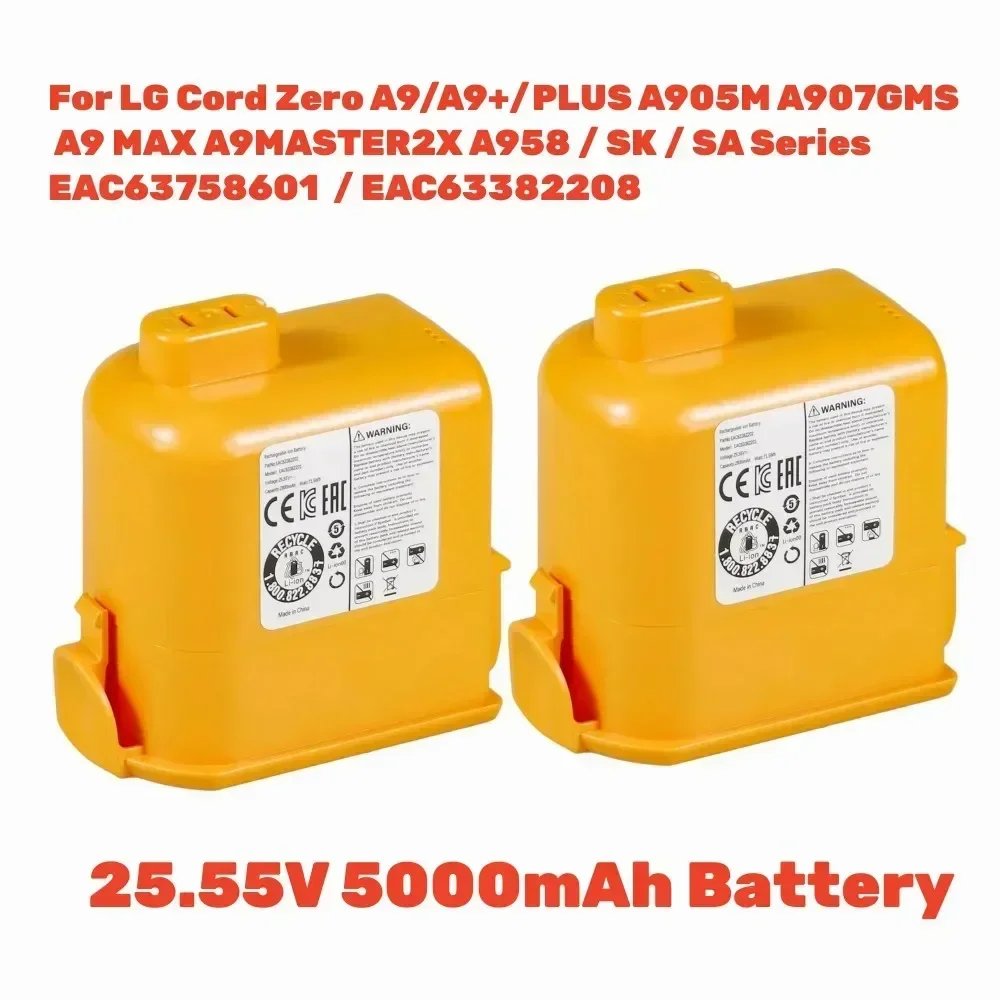 Новый аккумулятор 25.55V2.8Ah для LG Cord Zero A9 Series (A9 + PLUS A905M A907GMS MAX A9MASTER2X A958/SK/SA) EAC63758601