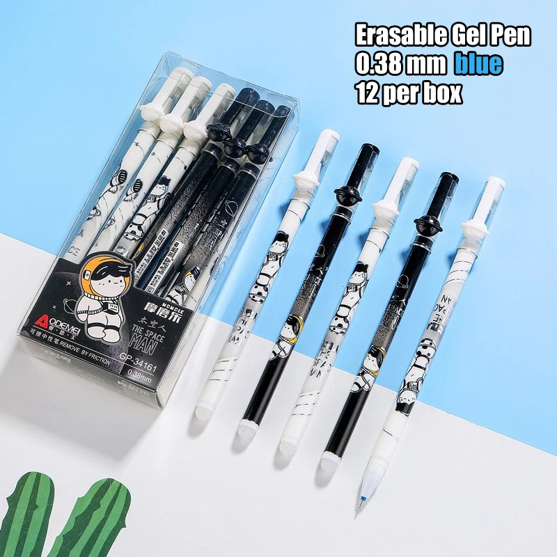 12pcs/box Luxury Erasable Pens Set 0.5mm Blue Black 0.5mm 0.38mm Ink Ballpoint Pen for School Supplies Kawaii Cute Stationery