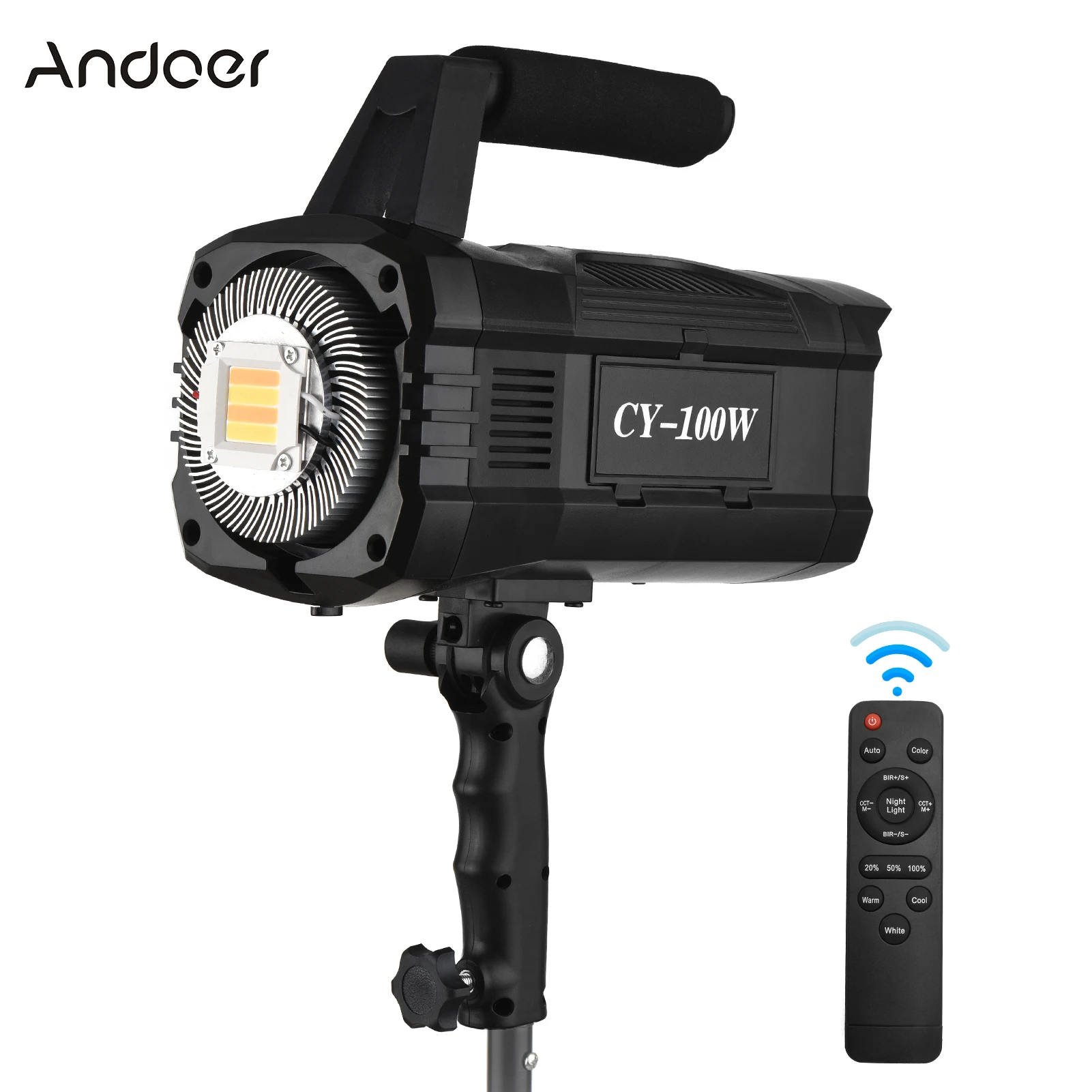 

Andoer CY-100W 100W COB Studio LED Video Light Photography Lamp 3000-6000K CRI ≥95 for Live Stream Studio Outdoor Video Shooting