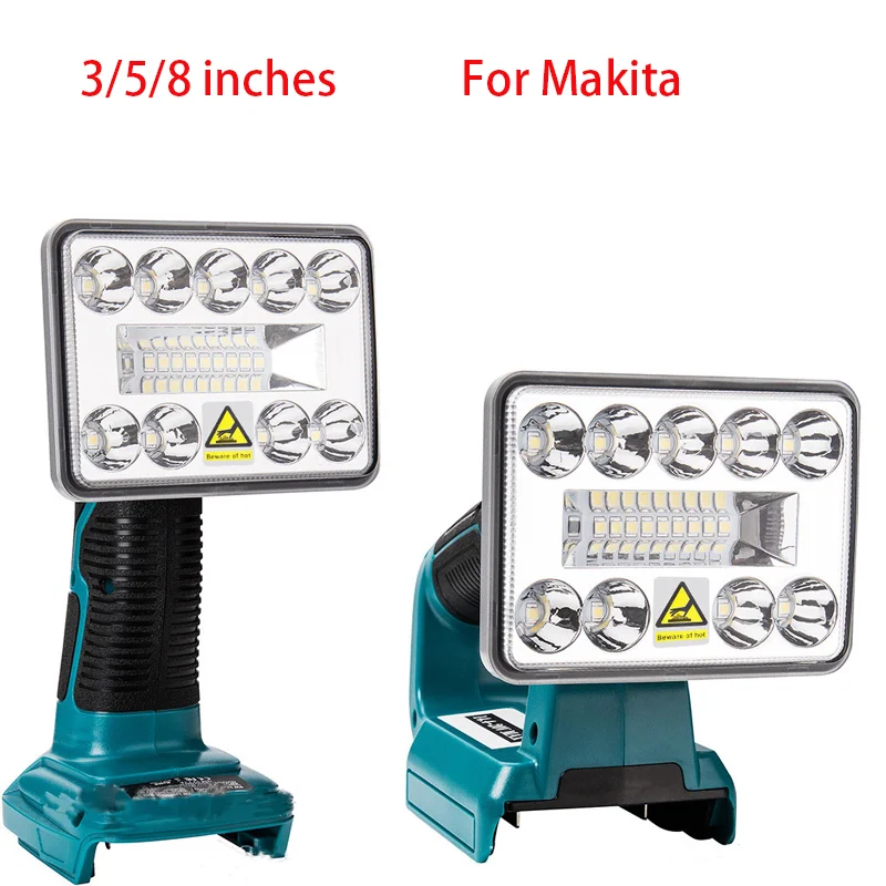 Lampe de poche d'extérieur LED 18V  projecteur USB pour Makita 12W 18W  batterie Li-ion V  BL1830