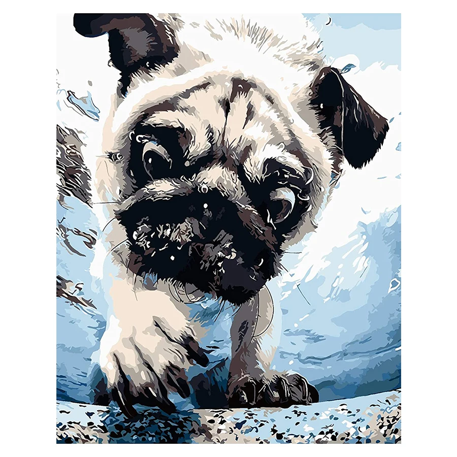 

tapb DIY Painting By Numbers Dogs Playing Underwater Coloring By Numbers Adults For Handpainted On Canvas Home Wall Art Decor