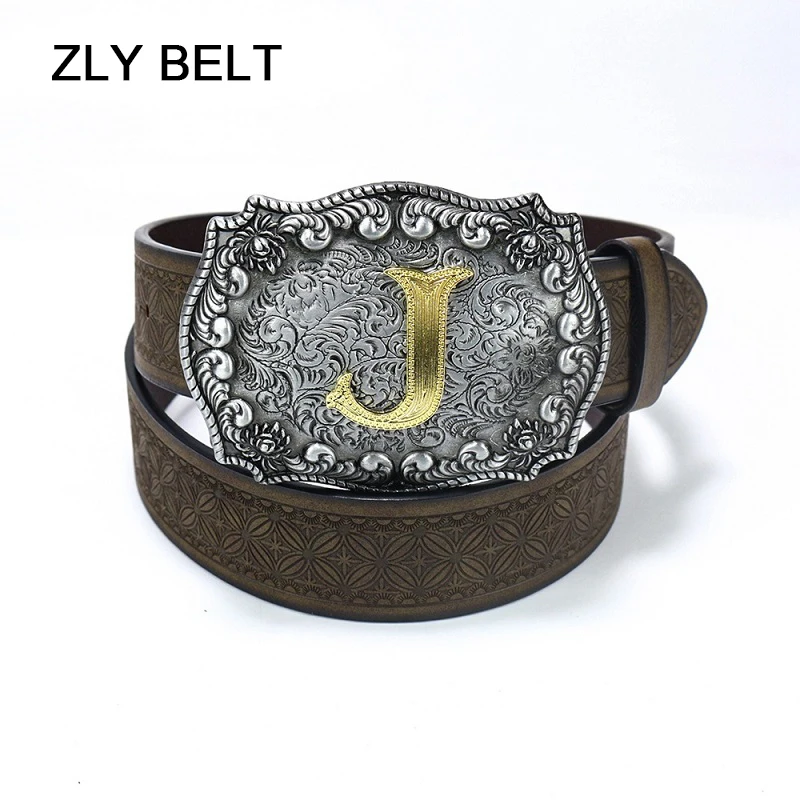 ZLY 2023 New Fashion Belt Men Women Quality Punk Style PU Leather Material Alloy Metal J Logo Buckle Luxury Versatile 125cm Belt