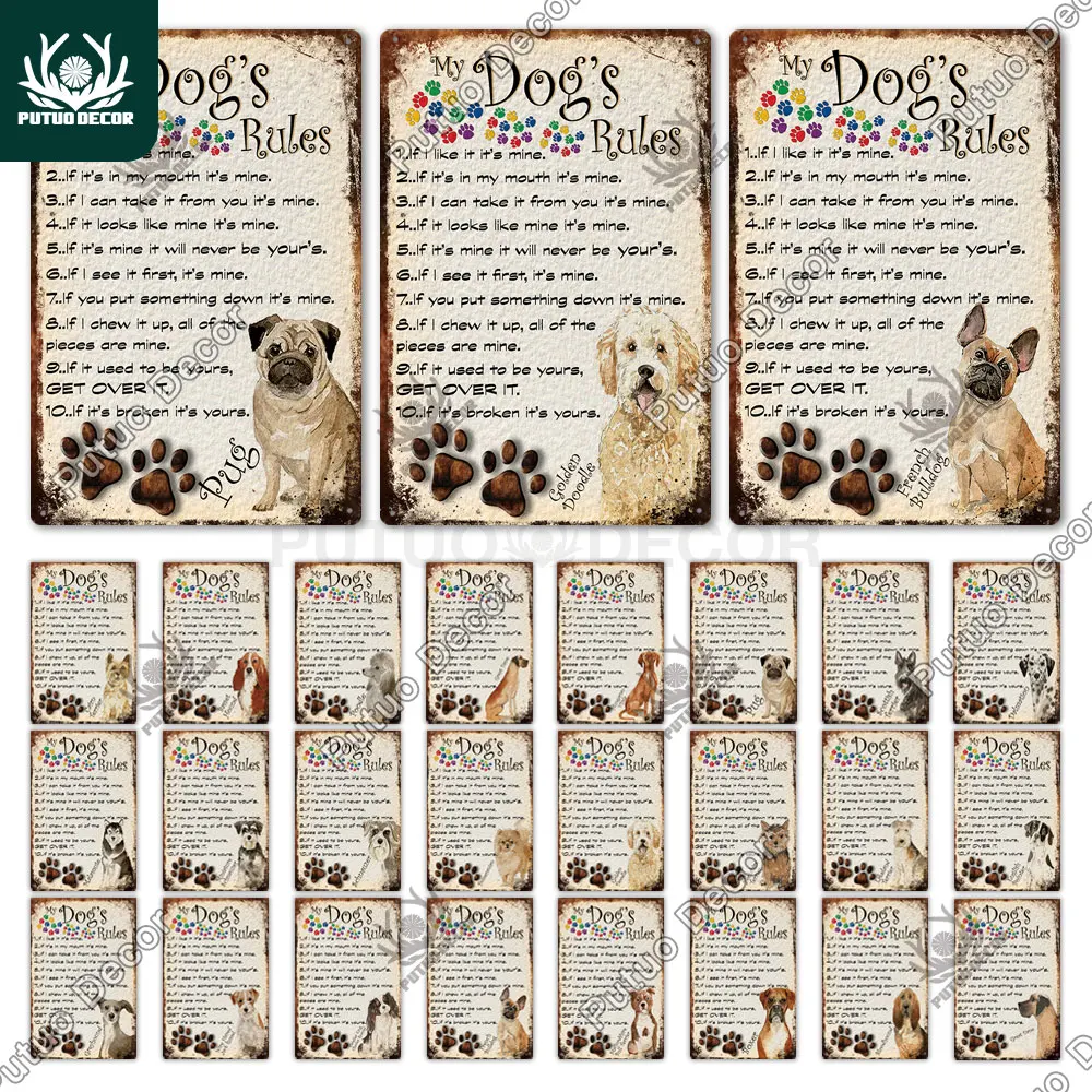 

Putuo Decor Dog Vintage Metal Sign Tin Sign Decorative Plaque Kennel Pet Store Living Room Door Decor Wall Decoration