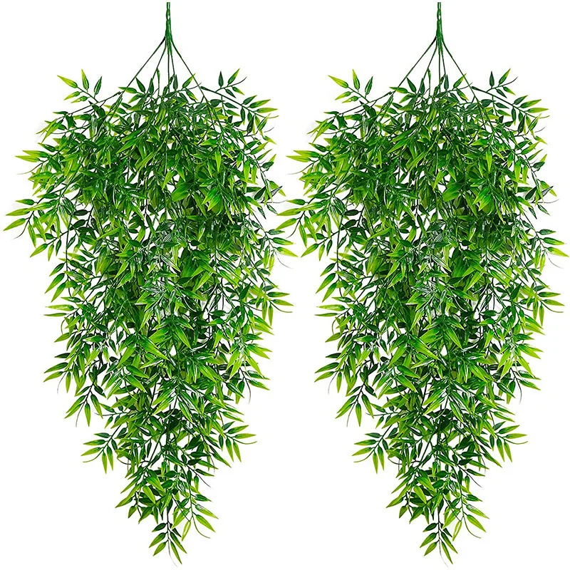 

Bamboo Leaves Vines Artificial Plants Hanging Wall Balcony Decor Plastic Leaf Grass for Wedding Party Decoration Fake Plant Leaf