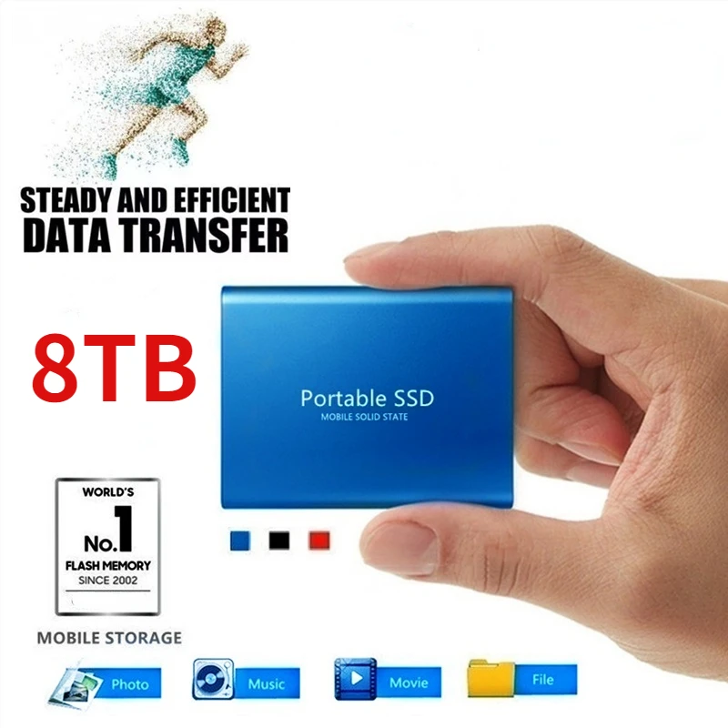 

SSD Портативный внешний твердотельный накопитель большой емкости 8 ТБ 4 ТБ USB 3,1 Универсальный интерфейс Type-C для мобильного телефона и компьют...