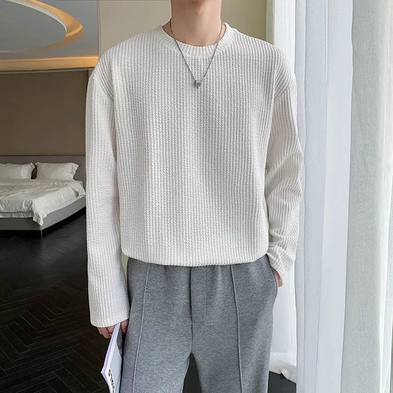 Весенне-осенние новые модные однотонные пуловеры с круглым вырезом и длинными