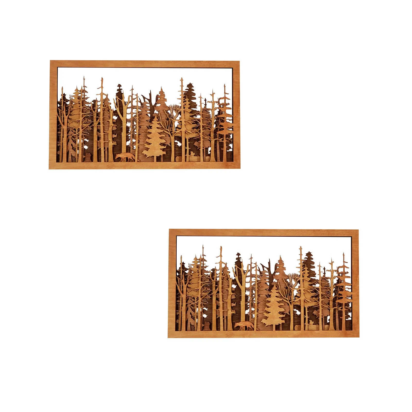 

Wilderness Fireplace Cottage Outdoors Multilayer Forest Nature Wall Art - Landscape Trees Decoration & Hangs