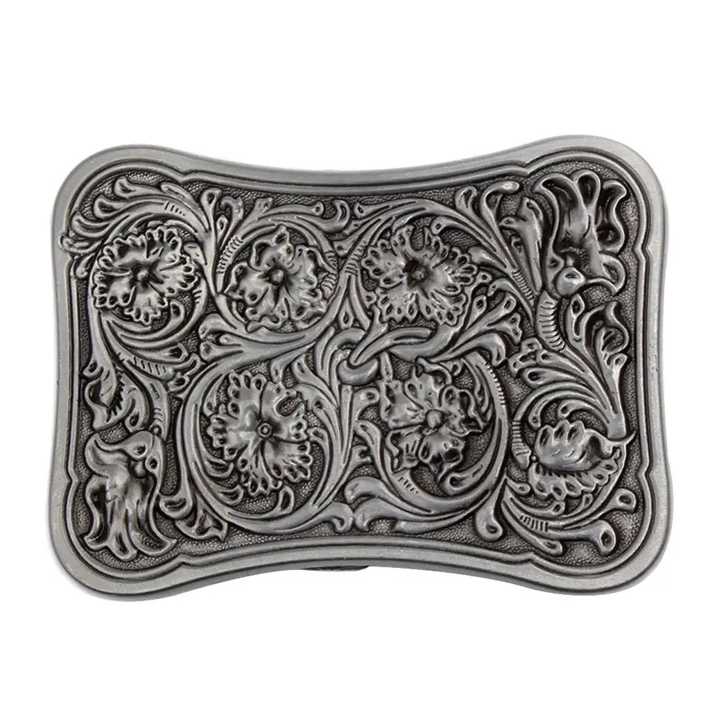 

Vintage Retangle Western Flotal Arabesque Pattern Belt Buckle Mens Business