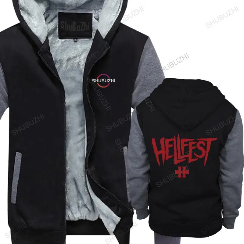 

man casual loose fleece hoody Hellfest Heavy Metal Music Festival Logo hoodie Plus Size sweatshirt men's thick coat bigger size