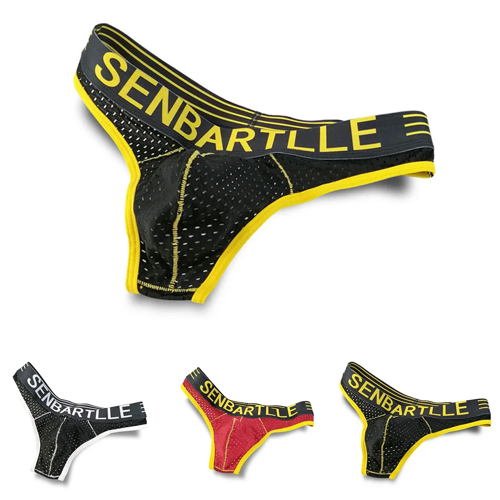 

Men's Breathable Low Waist Bulge Pouch Elastic Panties Underpants Thong Briefs Breathable Underwear Sports Shorts Boys Trunks