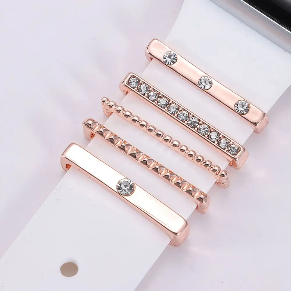 

1x For Apple Watch Band Metal Charms Decorative Ring Diamond Ornament For iwatch Bracelet Smart Watch Silicone Strap Accessories