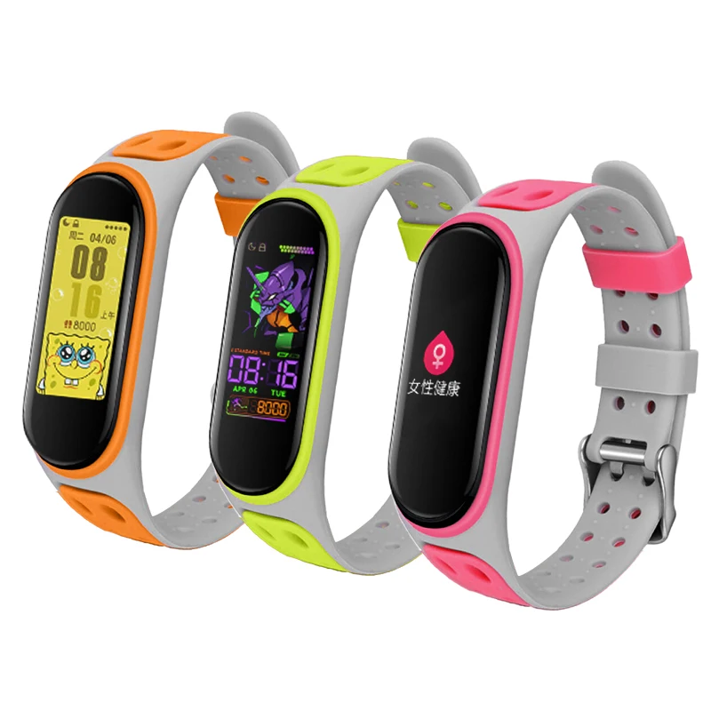 Фото Для Mi Band 3/4/5/6/7 двухцветный силиконовый ремешок, сменный смарт-браслет Xiaomi Mi Band 4 5 6 7, браслет №2
