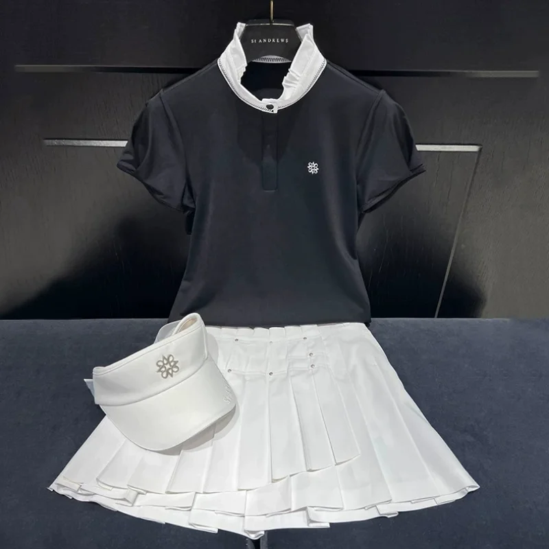 Golf dress women's outdoor sports top stand collar casual