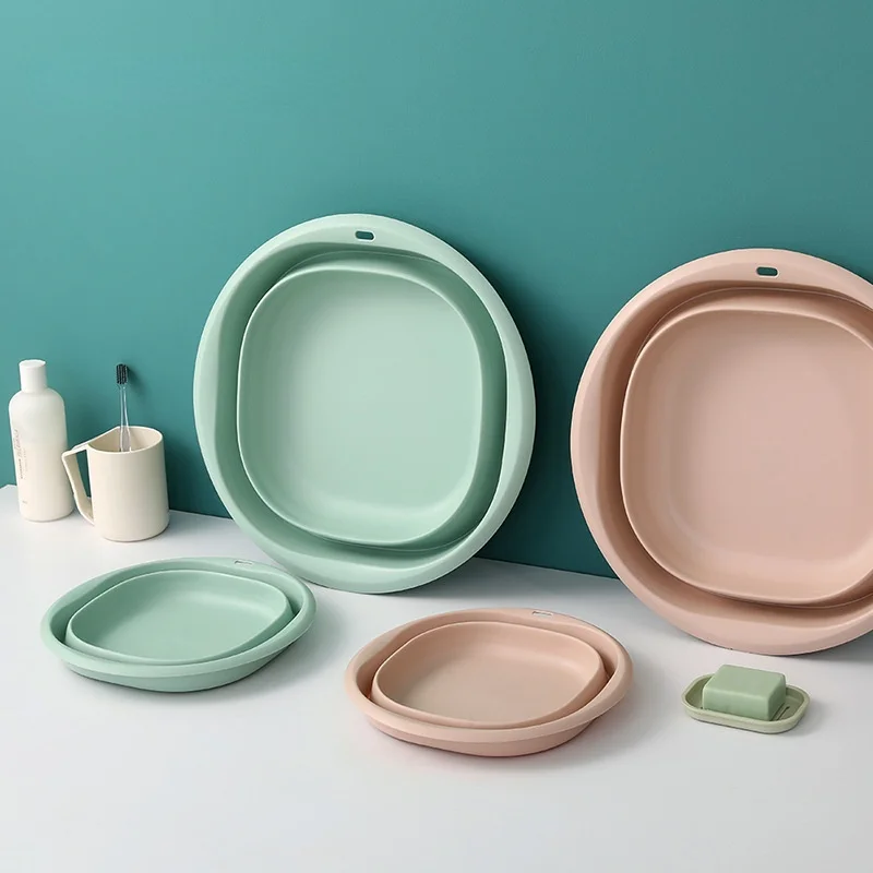 

Foldable Washbasin Bathroom Plastic Washbasin Laundry Container Portable Travel Bathing Foot Washing Folding Basin Clean Basket