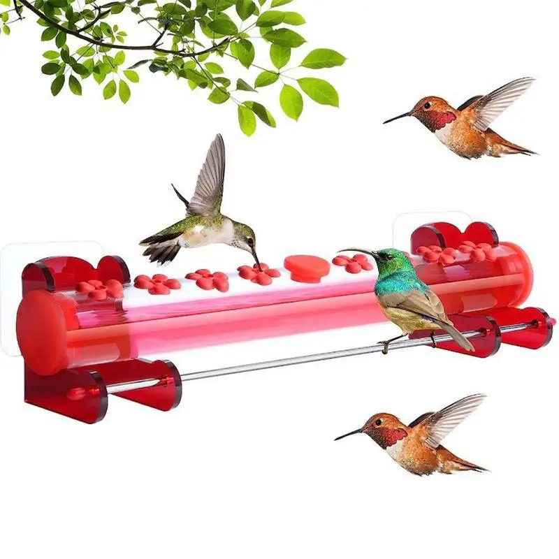 

Outdoor Hummingbird Feeder Horizontal Patio Bird Feeder 8 Flower Feeding Ports Bird Feeder Tube With Perch For Standing Easy To
