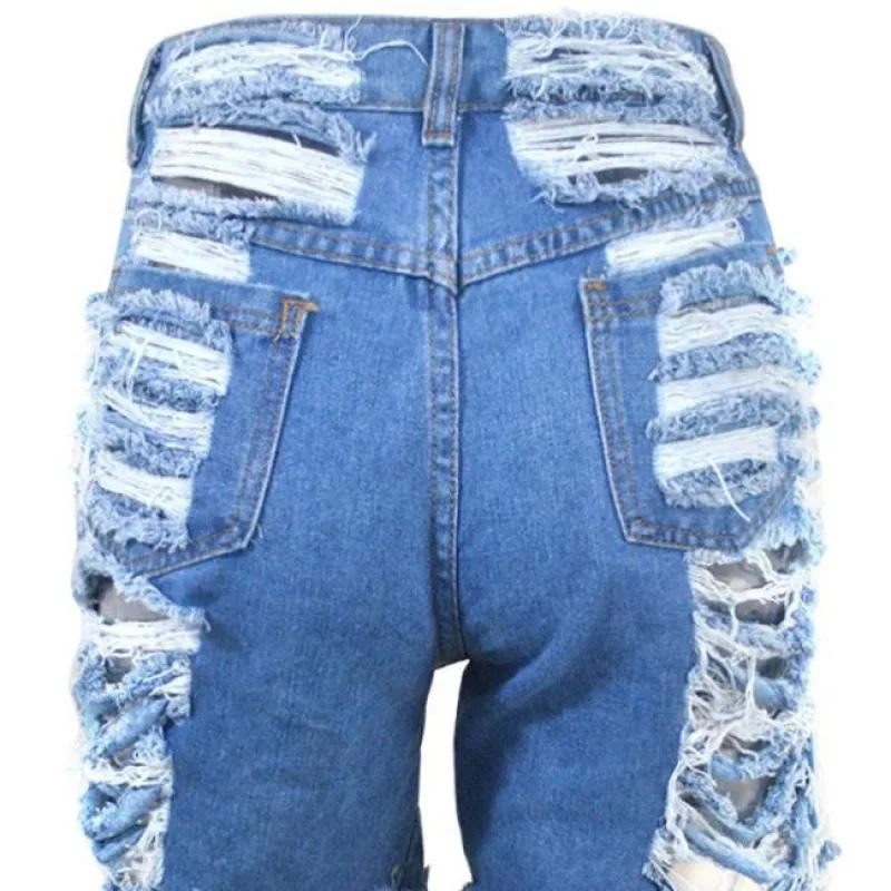 Summer Denim Shorts for Women Ripped Cutout Buttoned Fringe Design 2023 Daily Vacation Short Jeans Sexy Slim Casual Shorts