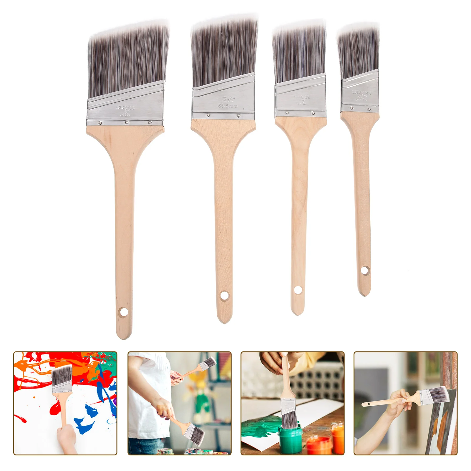 

Brush Brushes Set Handle Watercolor Home Household Wood Painting Water Kit Oil Wooden Artist Supplies Chip Varnishes Trim Detail