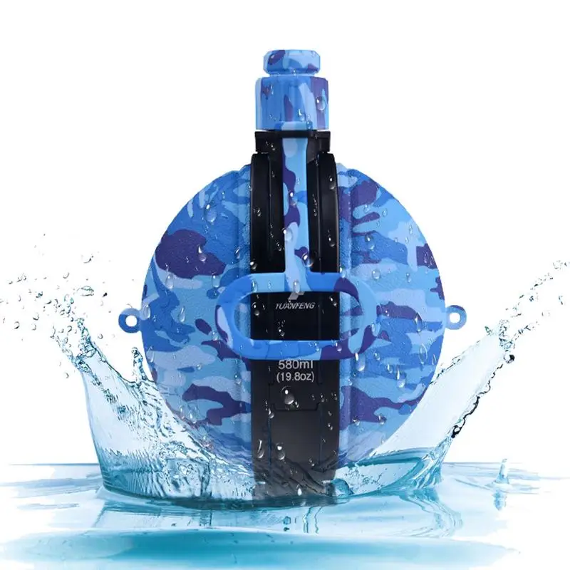 

Складная Спортивная бутылка для воды, складная Военная бутылка для воды 580 мл, герметичная бутылка для воды с карабином и