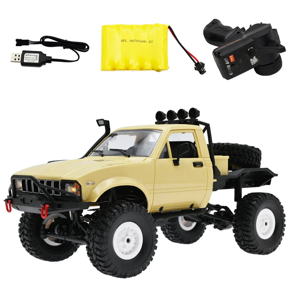 2.4g 2ch 4wd Off-road Pickup Extreme Climbing Truck Led Lights Highway Rtr Toys