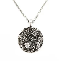 wicca yin yang moon and sun yggdrasil pendant viking scandinavian tree of life necklace talisman amulet