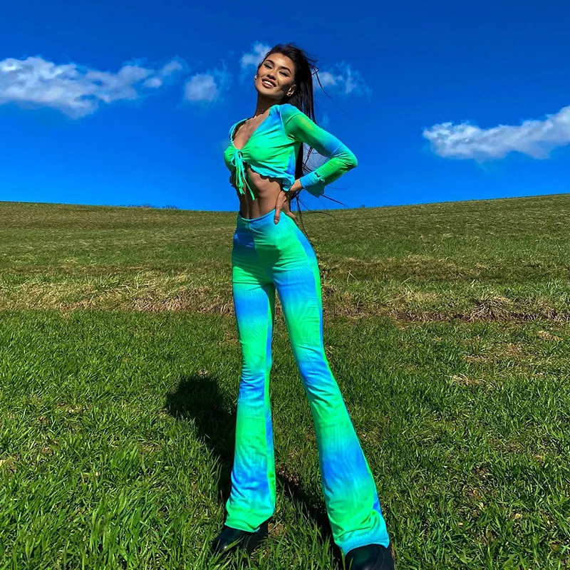 

Брюки женские повседневные мешковатые с принтом, комплект из 2 предметов, винтажные прямые штаны, узкие брюки с рюшами и принтом, весна-лето