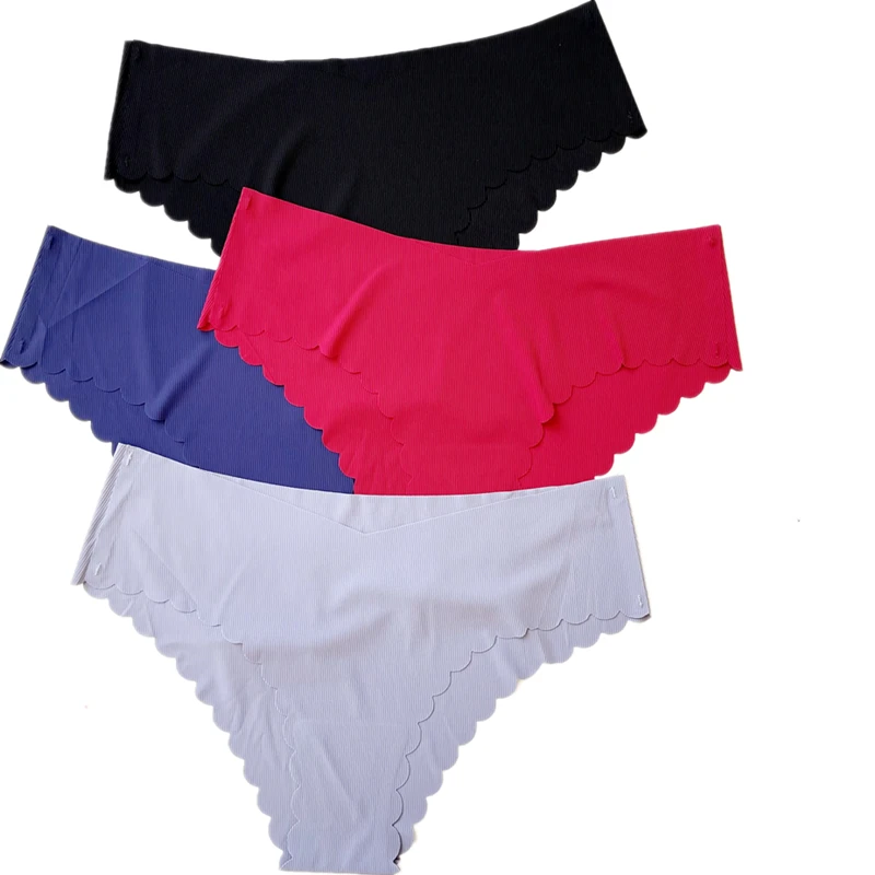 

Underwear women's low-waist seamless one-piece wave ultra-thin sexy cotton file plus size thong Women's Sexy Panties Briefs