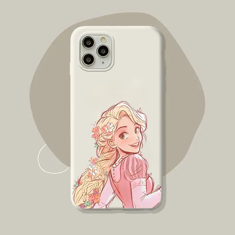 

Disney Tangled Rapunzel Princess Phone Case for iPhone 11 12 13 Mini Pro Xs Max 8 7 6 6S Plus X XR Solid Candy Color Case