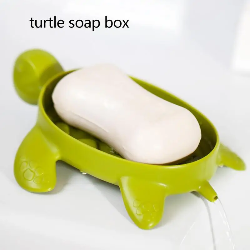 

Turtle Soap Box Cute Draining Non-slip Soap Dish Bathroom Home Creative Cartoon Storage Sea Turtle Soap Holder Bathroom Supplies