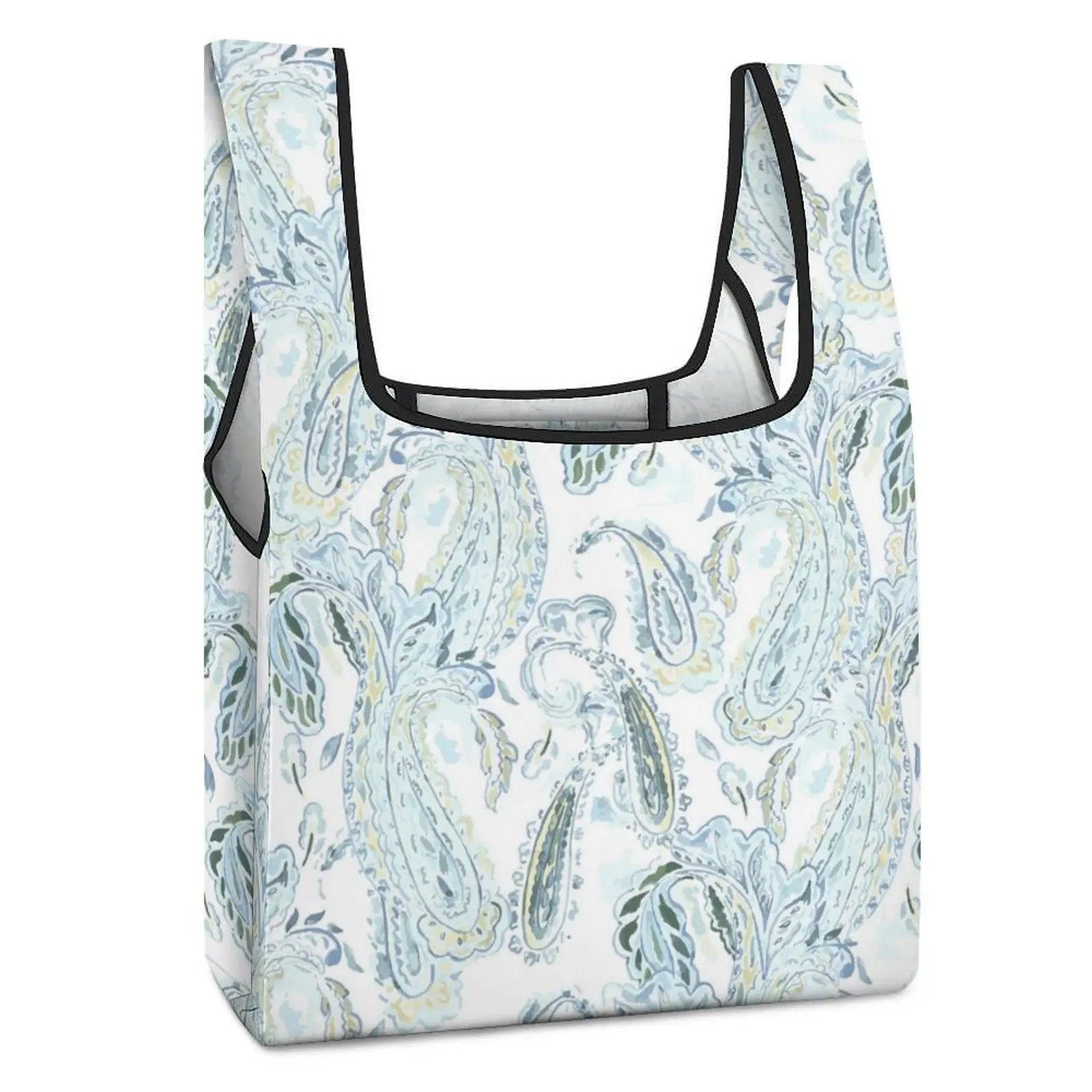 Customized Printed Foldable Shopping Bag Double Strap Handbag Elegant Printing Tote Casual Woman Grocery Bag Custom Pattern