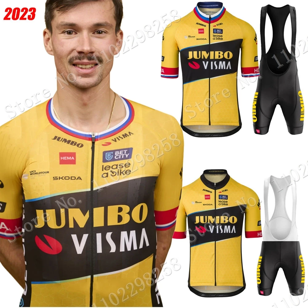 

Suit Jumbo Visma Cycling Jersey Set 2023 MTB Cycling clothing Primoz Roglic Bike shirts Bicycle Bib Shorts Maillot Culotte