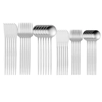 silver cutlery set stainless steel matt knife fork spoon dessert flatware matt dinnerware set 36pcs dishwasher safe tableware