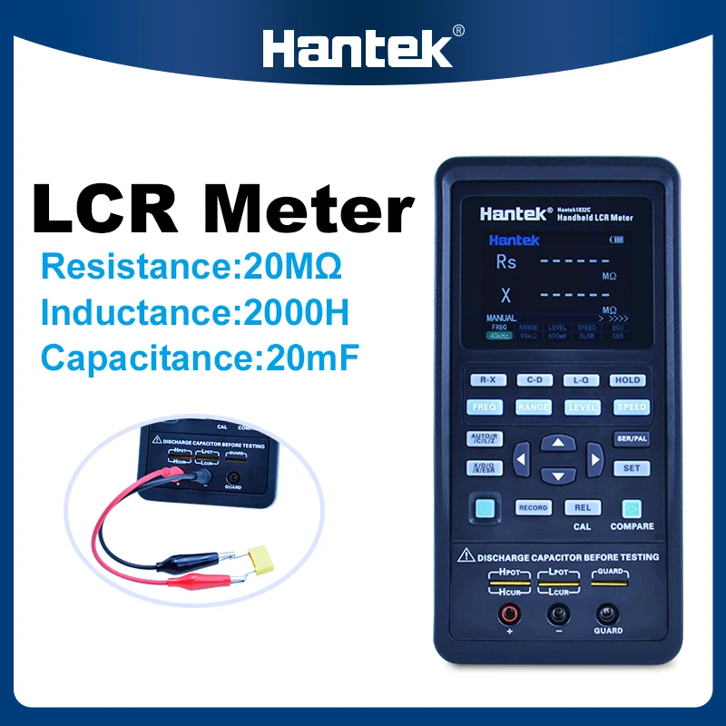 

Hantek 1832C/1833C Digital Bridge LCR Meter Portable Handeld Inductance Capacitance Resistance Measurement Tester Tools