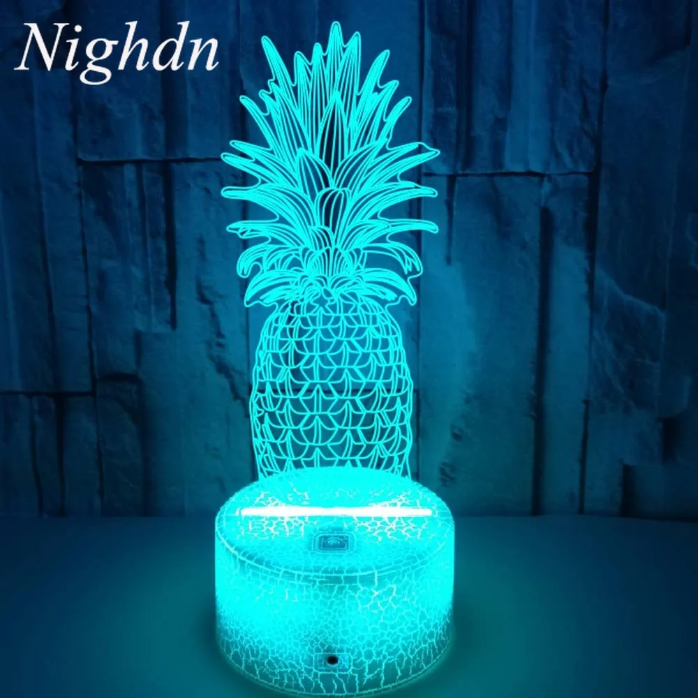 

Nighdn Pineapple Night Light for Kids 3D Illusion Lamp 7 Colors Changing Led Nightlight Child Decoration Bedroom Gifts Toys