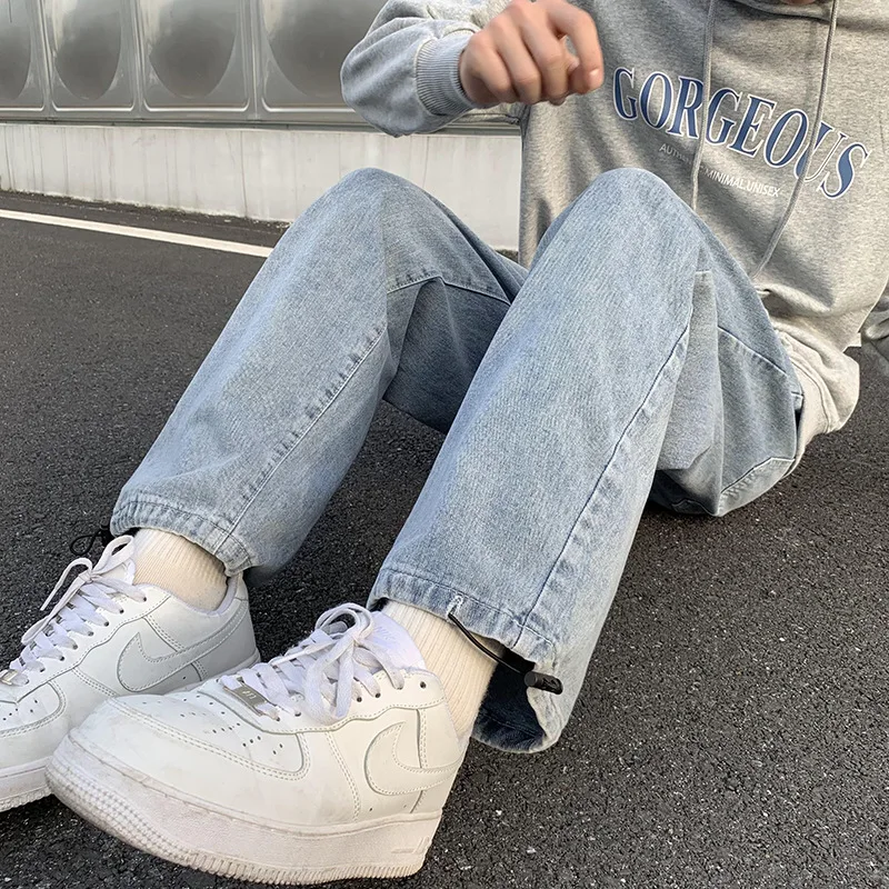 Men's Jeans Y2k Trend Retro Washed Loose Wide-leg Pants Solid Color Loose Casual Harajuku Fashion Streetwear Pants штаны мужские