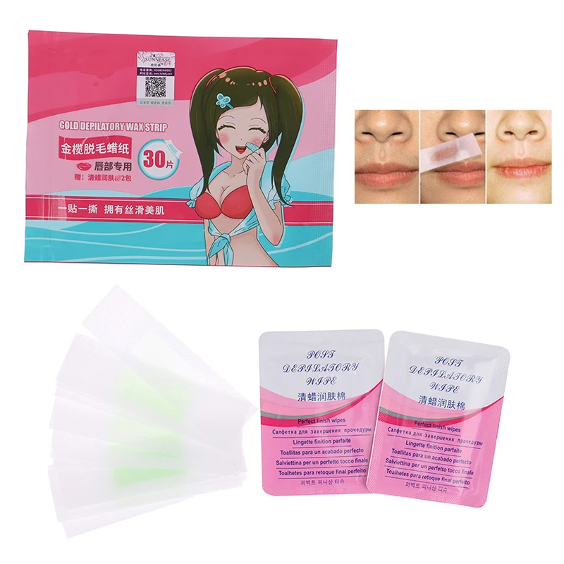 

30Pcs Facial Lip Wax Strips For Face Chin Upper Lip Jaw Eyebrow Beard Hair Removal