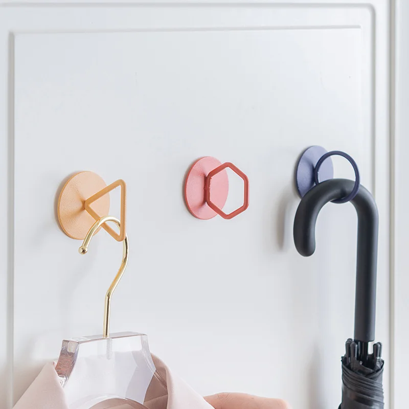 

Nordic Geometic Iron Wall Hook Clothes Coat Hanger Self-adhesive Home Kitchen Bedroom Door Back Organizer Closet Storage Hook