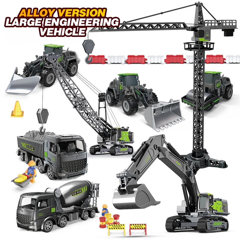 

Car Toy 1:55 Alloy Simulation Engineering Vehicle Activity Excavator Plastic Construction Models Mixing Crane Children Boy Toy