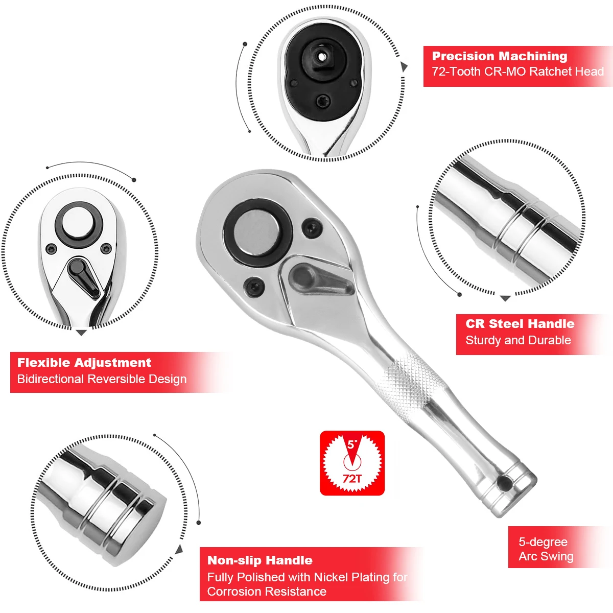 Набор Из 3 Предметов Двусторонняя Быстросъемная Мини-ручка С Шарнирным