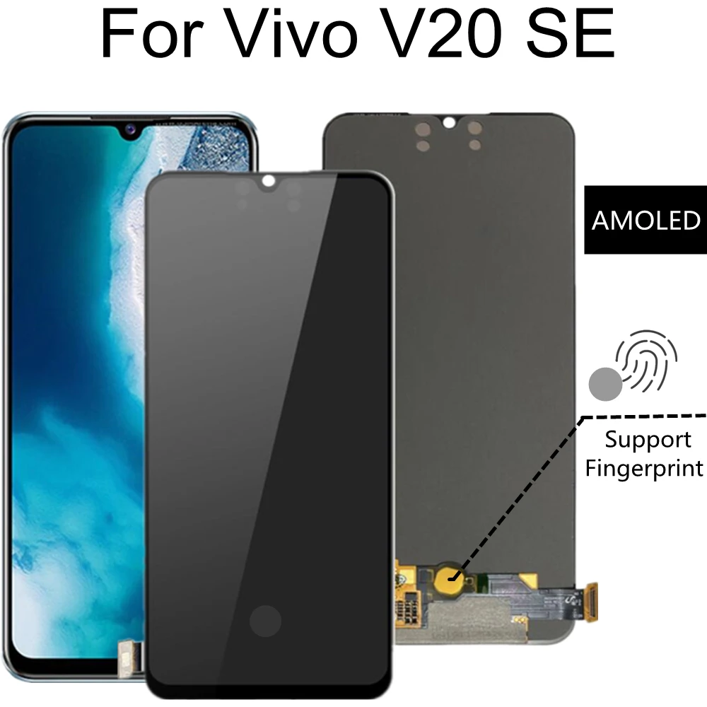 

6,44 ''AMOLED для Vivo V20 Global LCD V20 SE LCD V20 2021 LCD дисплей кодирующий преобразователь сенсорного экрана в сборе Замена